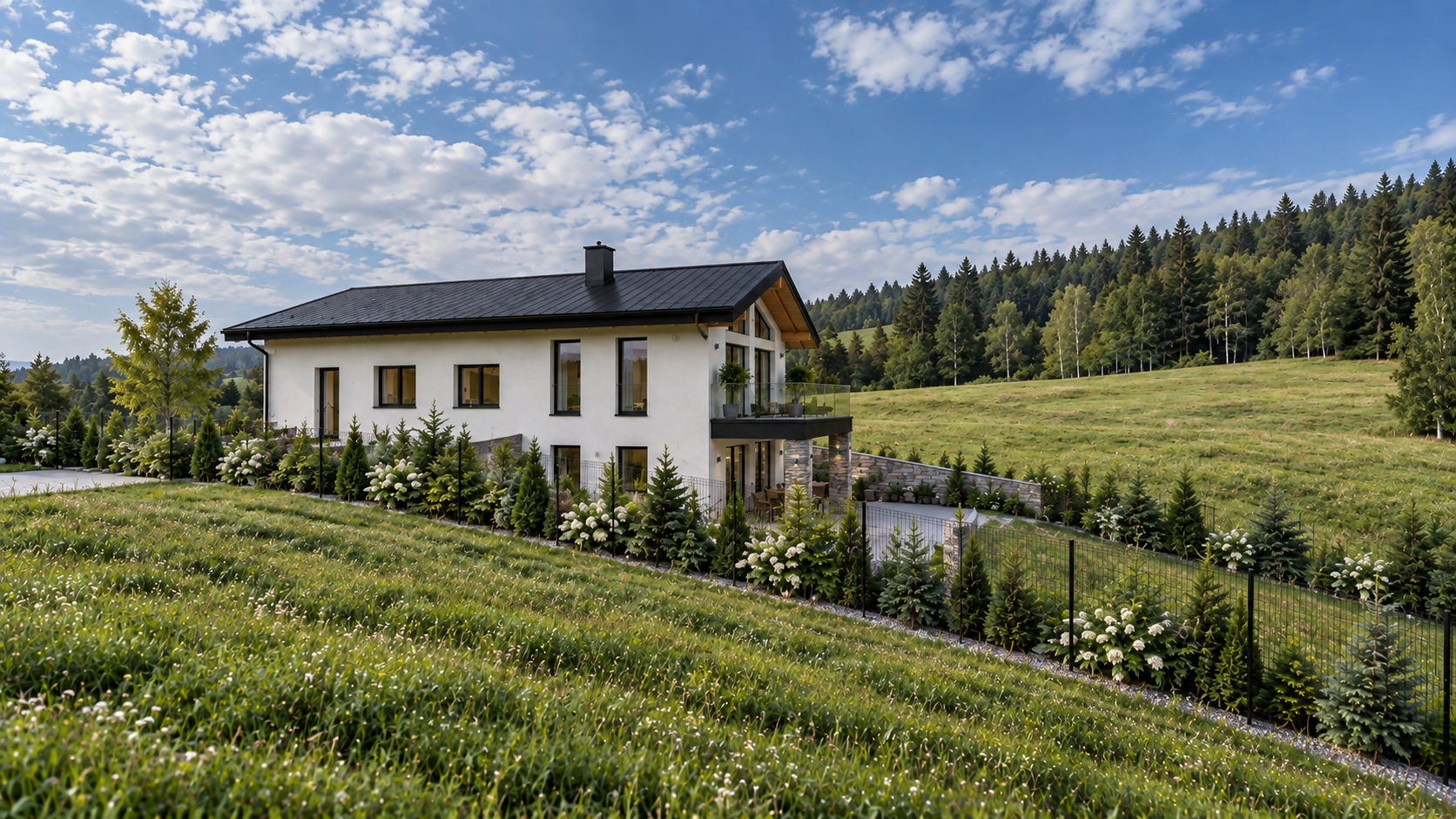 Dom vo svahu — Bočný pohľad na dom vo svahu · vizualizácia